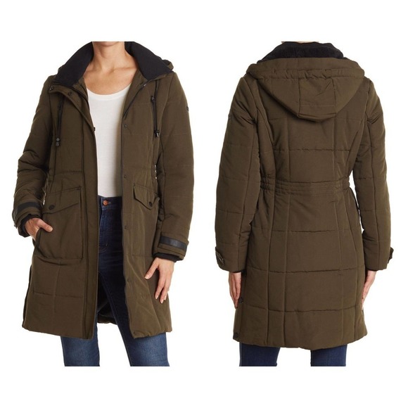 LUCKY BRAND Quilted Hooded Long Parka Jacket  (M) - Picture 1 of 5